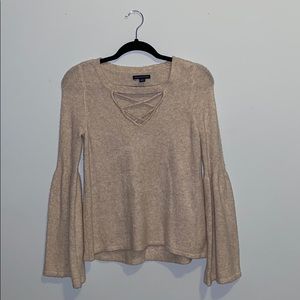 Cream, bell sleeve sweater
